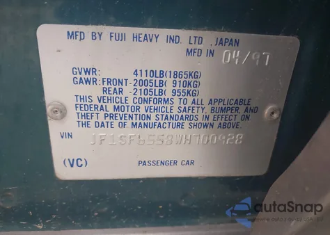 1998 Subaru Forester S from USA, damaged, VIN JF1SF6558WH700928